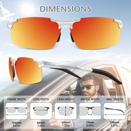 LINVO Mens Sports Polarized Sunglasses UV Protection Ultralight Al-Mg Frame Driving Fishing Sun Glasses