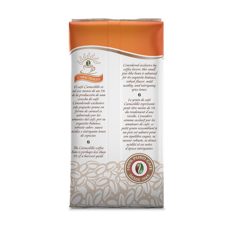 Café Santo Domingo Caracolillo, 16 oz Bag, Ground Peaberry Coffee,