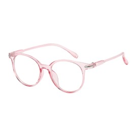OWL Vintage Round Fashion Blue Light Blocking Reading Eyeglasses - Lightweight Frame, Anti Eyestrain UV Glare Filter Eyewear for Women Men - Ideal for Computer, Reading, Gaming, TV, Phones - Pink