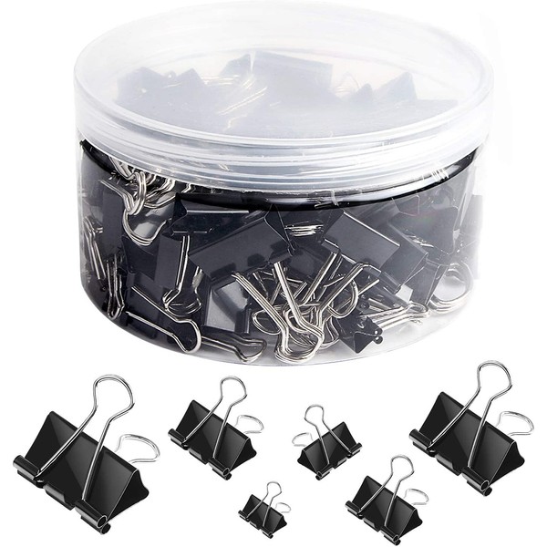 SANNIX 100 PCS Binder Clips Assorted Sizes, X Large, Large,