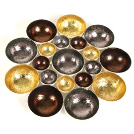 Elio 50741-20 Tea Light Holder Colourful Decorative Bowl Metal Table Decoration Christmas Gift Idea Art Deco Glamour Living Room Gold Silver Brown White for 10 Tea Lights Diameter 21 cm