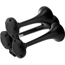 Vixen Horns Train Horn Kit for Trucks/Car/Motorcycle. Complete System with Dual Air Compressor, 3 Trumpets. Super Loud dB. Fits Vehicles like Pickup/Semi/RV/SUV 12v Black VXH2411DB