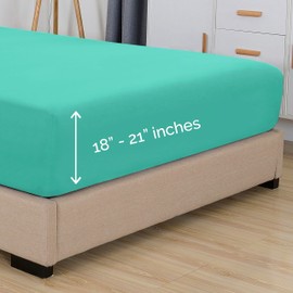 Elegant Comfort 1500 Premium Hotel Quality 18-21 Inches Deep - Extra Deep Pocket Single Fitted Sheet for High Mattress, Luxury and Softest, Smart Pocket - Wrinkle Free, Twin/Twin XL, Paradise Teal