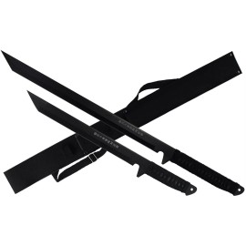 Tactical Master 2 PCS Full Tang Ninja Machete Zombie Tactical Survival Katana  - Silver