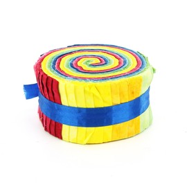 LOUDelephant Cotton Batik Pre Cut Fabric Bundles - Jelly Roll - Rainbow Swirl 2