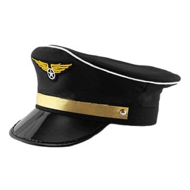 YADIRF - Gorra de disfraz para disfraz de Halloween para adultos, piloto de la marina de guerra, aviador, aviador, accesorio de disfraz de Halloween (negro)