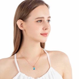 EVEVIC - Collar con colgante de lágrima de cristales austriacos para mujer, chapado en oro de 14 quilates, joyería hipoalergénica de latón, Chapado en oro, Cristal