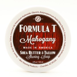 Shaving Soap WSP Formula T (Mahogany) 4 Oz Made with Shea Butter & Tallow