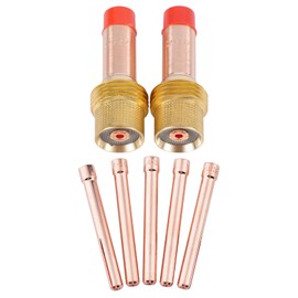 Welding Knight TIG Gas Lens Collet Body 45V26 3/32"&2.4mm TIG Collet 10N24 for TIG Welding Torch WP-17, 18 & 26 Series Consumables 7-pk