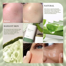 Organic Aloe Vera Gel Stick, Aloe Vera After Sun Gel, After Sun Lotion Calm Balm | Relief For Dry & Sunburned Skin | Travel Size Hydrating Moisturiser