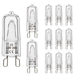 12 Pcs Reptile Heat Lamp Bulbs G9 Bulbs, Mini Reptile Light,2 Pin Base Mini G9 Halogen Bulbs, G9 Mini Heat Bulb Warm White for Reptiles and Amphibian Tanks Bearded Dragon Turtle Lizard (25, Watts)