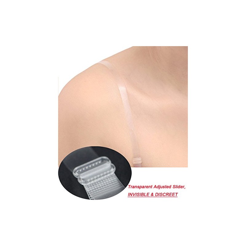 Invisible Clear Elastic Bra Straps Replacement - Metal Hook Transparent