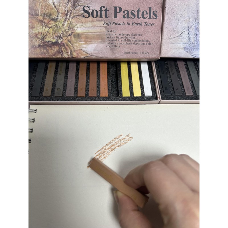 MAIMOUFIN 12-Pack Earth Tone Square Soft Pastels Water-Soluble Blendable Artist