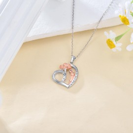 CRMAD Mom Necklace for Son Sterling Silver Carnation Necklace Mothers Day Gift Jewelry for Mother