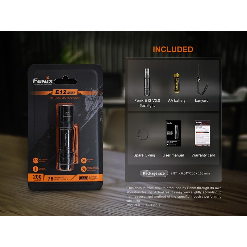Fenix E12 V3 200 Lumen Compact LED AA Battery EDC