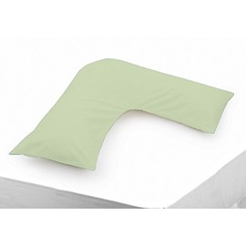 Belledorm Green V shaped pillow case cover with poppers - 200 thread count percale - pregnancy maternity orthopaedic support nursing (Apple)