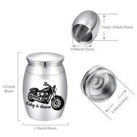 CREATCABIN Motor Cycle Urn Small Cremation Urns Keepsake Column Alloy Motorbike Riding In Heaven Memorial Ashes Preserve Funeral Container Jar for Human Ashes Commemorative Decorative 1.57 x 1.18in