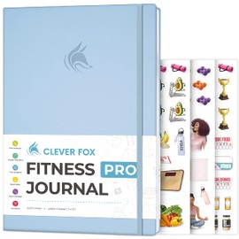 Clever Fox Fitness Journal PRO – Daily Workout Planner with Meal Planner & Habit Tracker – Gym Exercise Log Book for Women & Men – Fitness Planner Notebook – Lasts 6 Months, 7x10” - Light Blue