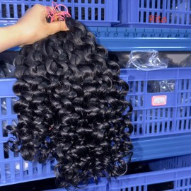 Best Sale Reusable Curly Body Wave Crochet Hair Extensions Knotless Pre-Separated Water Deep Water Feature Human Hair k Tipcolor: kinky curly, Stretched Length: 24"