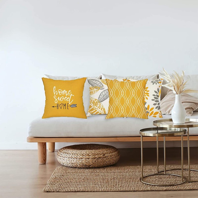 TSKDKIT Yellow Cushion Covers 45 x 45cm Square Pillow Covers