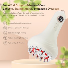 Microcurrent Lymphatic Drainage Massager for Legs Arms Belly, Body Sculpting Machine with Microcurrent, Cellulite Massage Tool,Light, Heat & Vibration, Promotes Circulation Skin Renewal