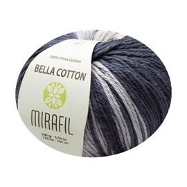 Paquete de 3 hilos de algodón Mirafil Bella, colores variados, 100% algodón Pima 50 g (1.76 oz) / 85 m (92 yardas), peso del hilo: 4: Worsted-Aran (multicolor)