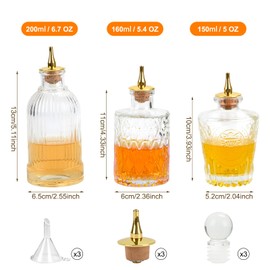 LYFJXX Bitters Bottle Set, Glass Vintage Bottle Set, 2 Pieces, Decorative Dasher Bottles with Gold Tops, Wine Accessories for Cocktail, Christmas Table Centerpieces
