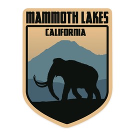 Die Cut Sticker Mammoth Lakes, California, Wooly Mammoth, Vinyl Sticker, (Waterproof Decal for Cars, Water Bottles, Laptops, Coolers), Large