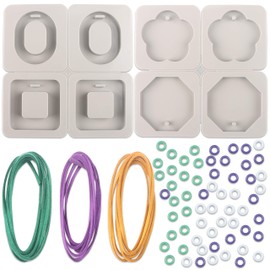 EUPNHY 2pcs Silicone Wax Sachet Molds Scented Wax Tablets Molds-Including 3pcs 40 inches Rawhide Rope and 60pcs Bails. (Combination 05)