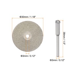 HARFINGTON 10pcs Diamond Cutting Wheel 30mm Full Sand Diamond Wheels Cut Off Discs Diamond Coated Cutting Wheel Replacement with 2pcs 3mm Mandrel for Rotary Tools