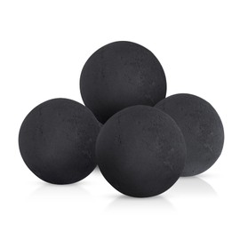 Ceramic Fire Balls, 6 Inch Set of 4 Round Fire Stones Reusable Fireballs for Indoor Outdoor Decor Fire Pits or Fireplace, Black