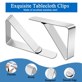 Heeke Stainless Steel Tablecloth Clips - 12PCS Triangle Structure Holders for Home, Kitchen, Outdoor Parties & Weddings