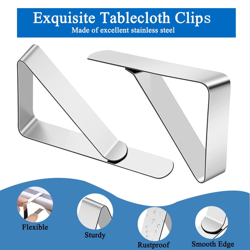 Heeke Stainless Steel Tablecloth Clips - 12PCS Triangle Structure Holders