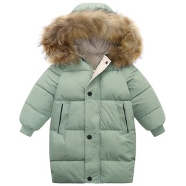 Toddler Girls Winter Down Jacket Baby Boys Long Warm Coats Puffer Hooded Jacket Outerwear Thicken Windproof Coats for Kids Children