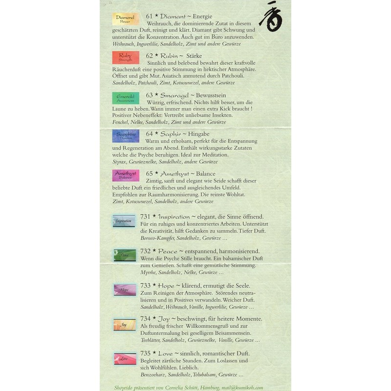 Shoyeido Incense Gemstone and Angelic Series (Pack of 10) (Natural)
