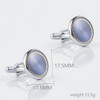 Men's Cufflink Set, Electroplated Silver with Blue Patterned Cufflinks, Comes