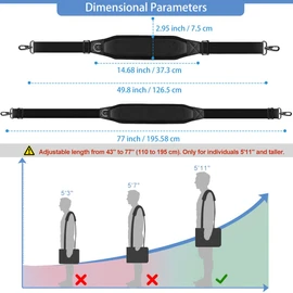 ZINZ 77" Shoulder Strap with Neoprene Thick Padded, Universal Bag Strap with Double Adjustable Buckles and Metal Swivel Hooks, Ideal for Individuals 5'11" and Taller,Black
