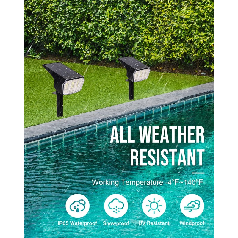 AUDERWIN Solar Spot Lights Outdoor Waterproof 2 Pack IP65, 63
