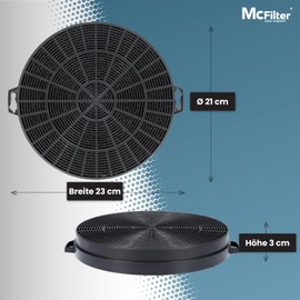 McFilter 1 x activated carbon filter diameter 210 mm for cooker hood suitable for Constructa 00353121, Bosch/Neff DHZ5140, Bauknecht 481281718524 AEG/Juno 902979371/9 - filter for extractor hood