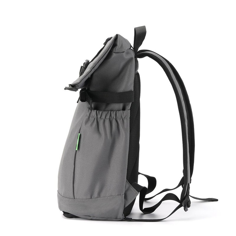 ECO CHIC Waterproof Recycled Canvas Roll Top Backpack (Carbon)