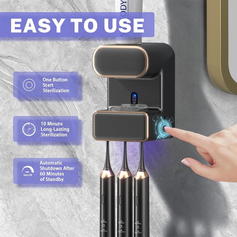 HEYInova Automatic Toothpaste Dispenser,Wall Mounted Electric Toothpaste Dispenser with 3