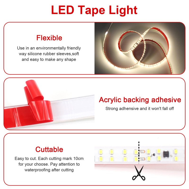 pcningled 16.4FT Outdoor LED Strip Lights Waterproof 5M AC 120