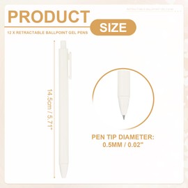 PATIKIL 12 Pack Retractable Ballpoint Gel Pens, 0.5mm Fine Point Black Ink Retro Color Smooth Writing Cute Pens for Office Home Supplies Journaling Notebook, White