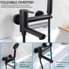 KAPHOME Matte Black Wall Mount Bathtub Faucet with Hand Shower,Tub