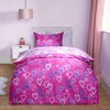 OHS Hearts Duvet Double, Microfibre Soft Valentines Day Quilt Covers