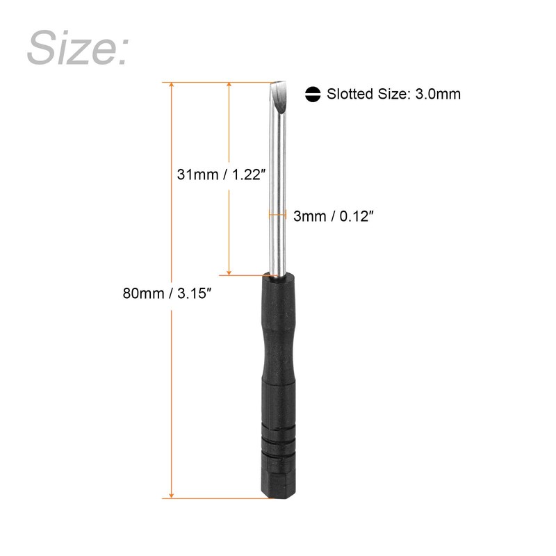 TOP-VIGOR 5pcs Mini Slotted Screwdriver 3mm Flat Head 80mm Length,