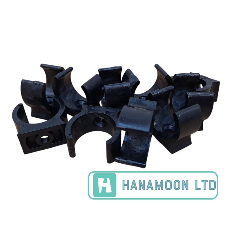 25mm Black PVC U Clip Conduit Push-in Saddles - Pack