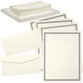 Glenmal 144 Pcs Stationery Paper and Envelopes Set Includes 48 Pcs Vintage Envelopes 96 Pcs Stationary Letter Writing Paper for Office Home Invitation Party Gifts Favors Supplies