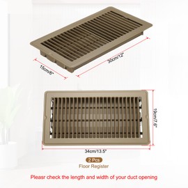 PATIKIL 12 x 6 Inch Floor Register, 2pcs Heavy Duty Air Vent Cover Steel Adjustable Decor Vents Easy Adjust Floor Grates for Sidewall Home Office, Brown
