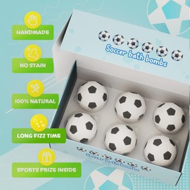 Bathletes 6pc Sporty Kids Bath Bombs with Surprise Inside - Perfect for Birthdays, Holidays (Soccer)